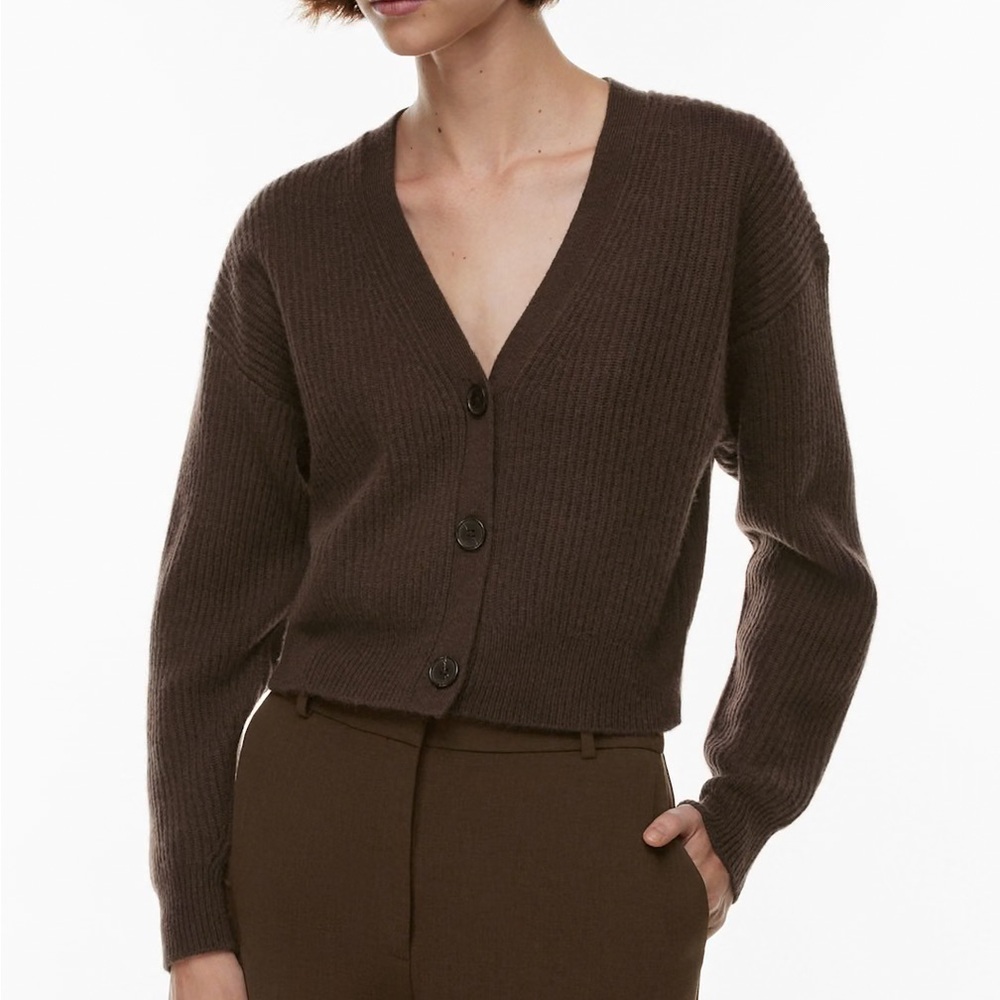 Babaton Women's Brown 100% Cashmere Cardigan Sweater S